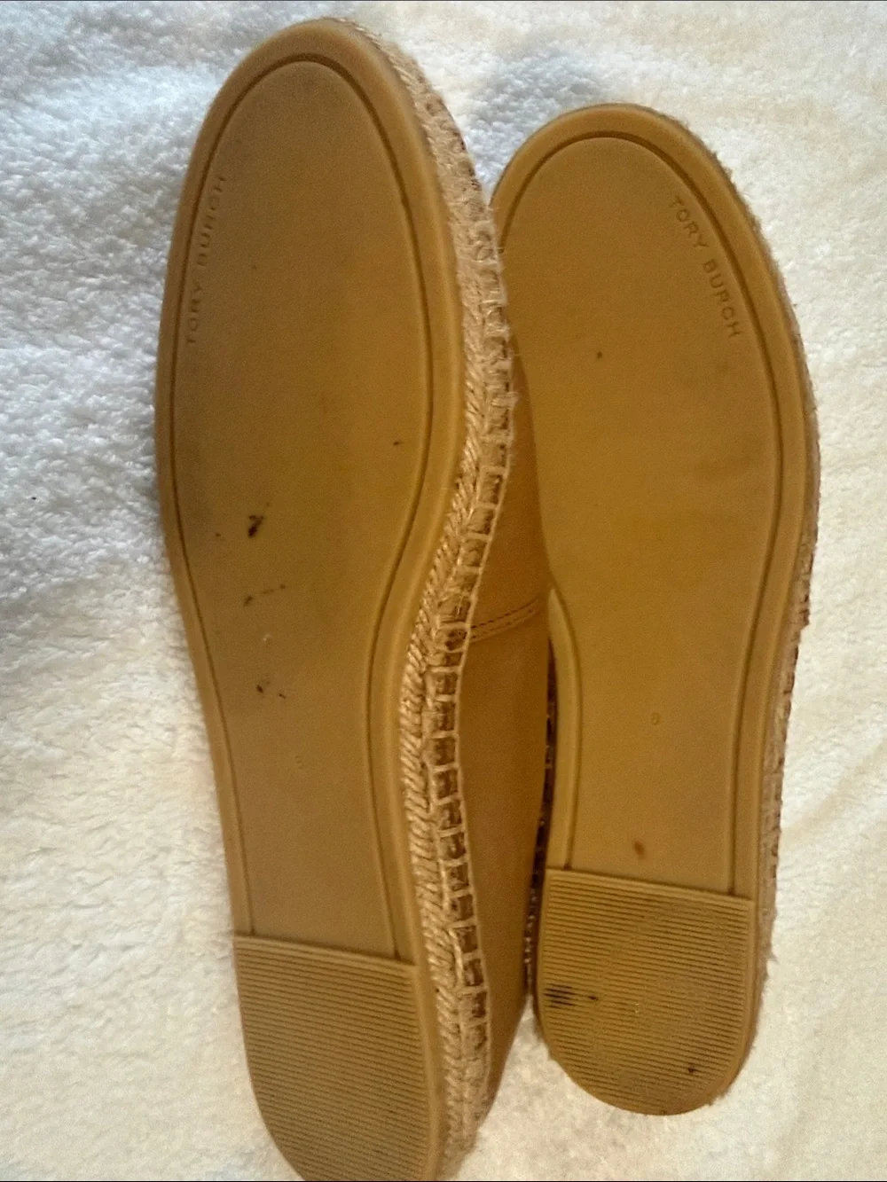 Tory Burch Tan Leather Logo Espadrille Flats